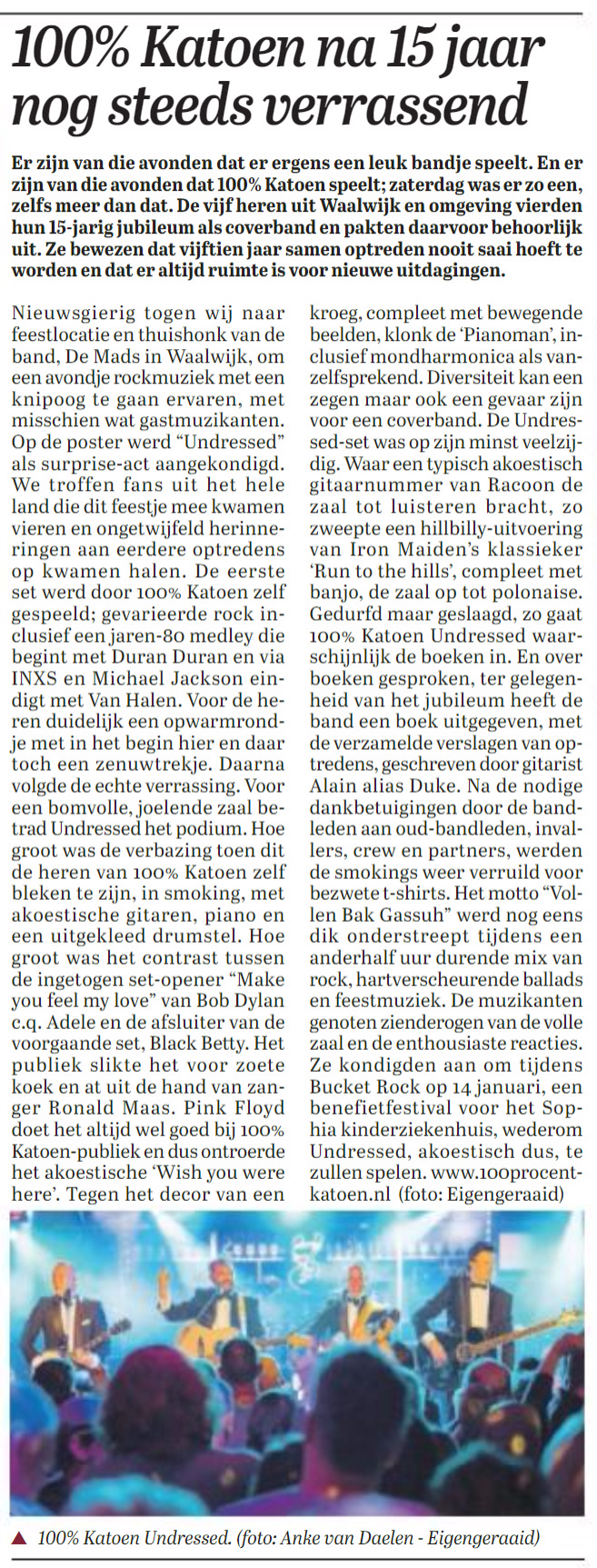 15 jaar 100% Katoen in Weekblad Waalwijk